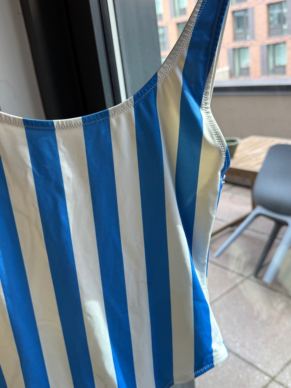 SOLID & STRIPED Blue and White Striped Swimsuit - Picture 6 of 6